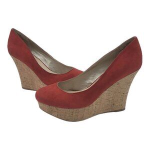 Boston Proper Pammy Red Platform Cork Wedge Closed Toe Heel Women's Size 10M